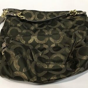 Women’s Coach Olive/Gold Metallic Signature Shoulder Bag